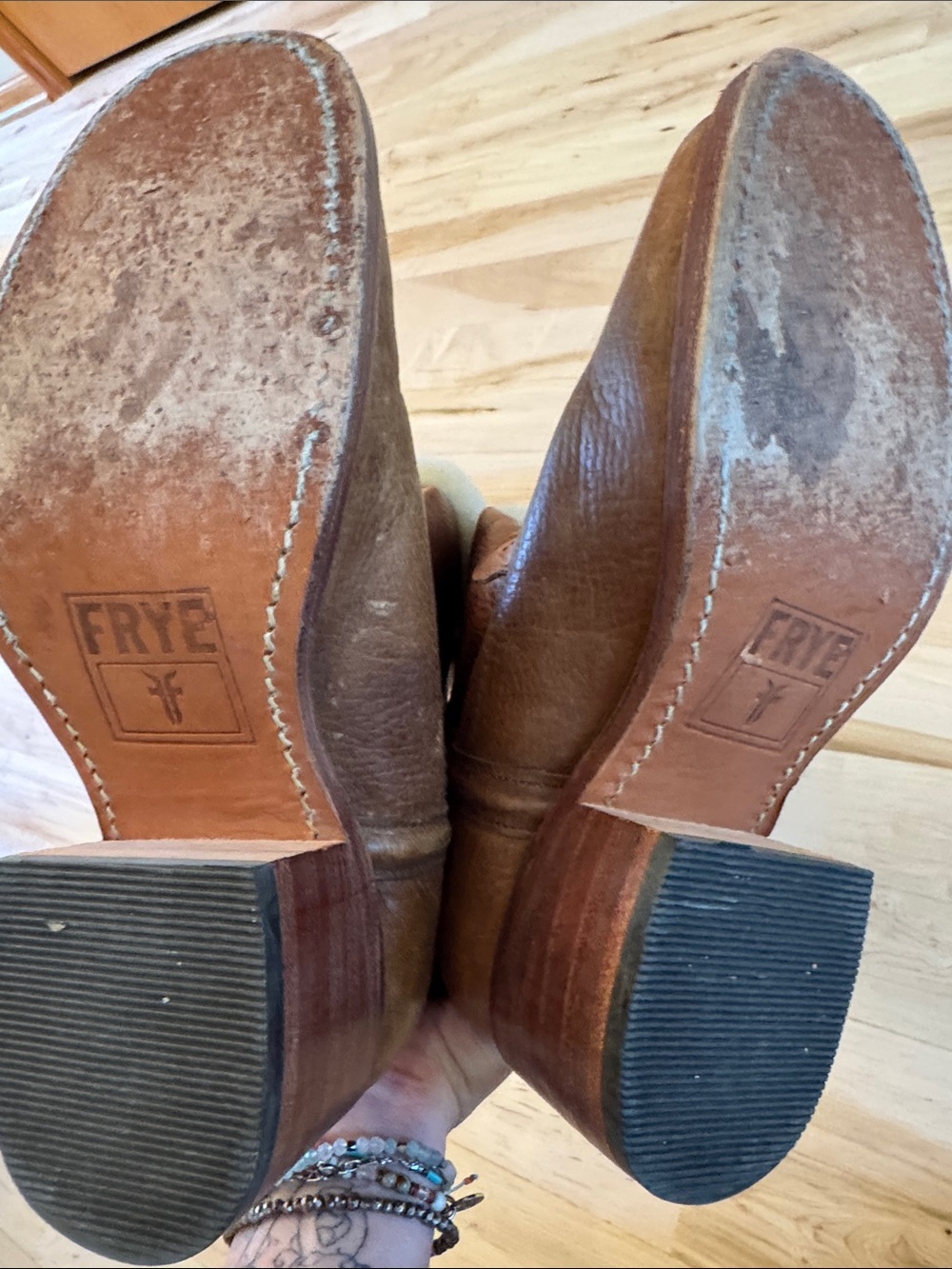 Frye Campus Shearling Fur Leather Vintage Distressed Boho Tall Boots-7-Rare - Picture 6 of 6